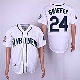 Mariners 24 Ken Griffey Jr. White 1995 Throwback Jersey Dzhi,baseball caps,new era cap wholesale,wholesale hats